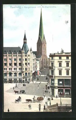 AK Hamburg, Bergstrasse mit St. Petrikirche