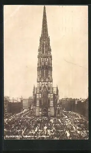 AK Hamburg, Hopfenmarkt mit Nicolaikirche