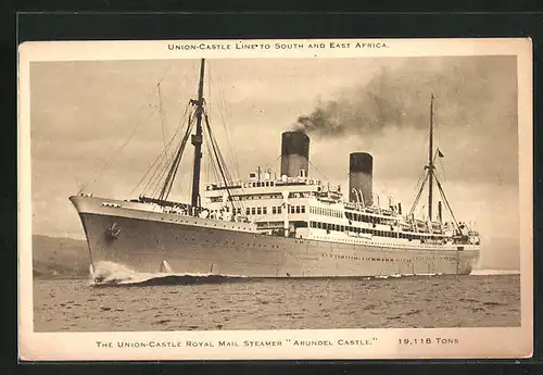 AK Passagierschiff Arundel Castle in ruhigen Gewässern