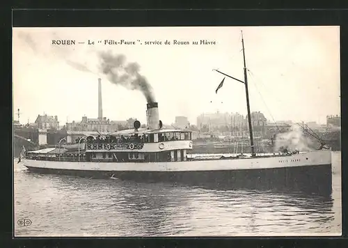 AK Rouen, Passagierschiff Félix-Faure verlässt den Hafen