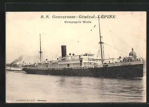 AK Passagierschiff S. S. Gouverneur Général Lépine verlässt den Hafen