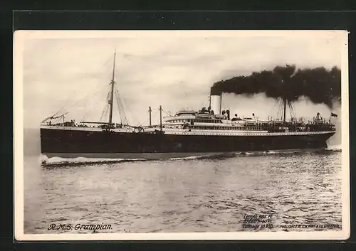 AK Passagierschiff R. M. S. Grampian mit rauchendem Schornstein