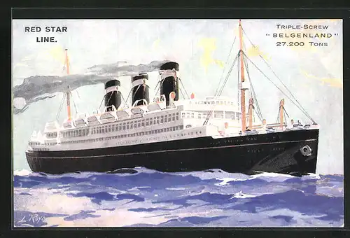 AK Passagierschiff Belgenland auf hoher See, Red Star Line