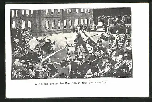 AK Hamburg-Altona, Zapfenstreich von Altona, Menschenmenge wird mit Wasser bespritzt