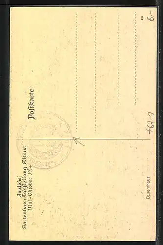 AK Hamburg-Altona, Gartenbau-Ausstellung 1914, Bauernhaus