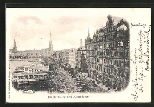 AK Hamburg-Neustadt, Jungfernstieg und Alsterdamm