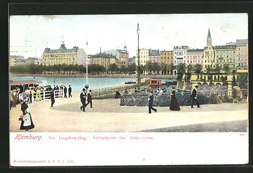 AK Hamburg-Neustadt, Jungfernstieg, Anlegeplatz der Alsterboote