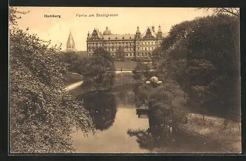 AK Hamburg-Neustadt, Partie am Stadtgraben