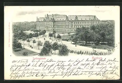 AK Hamburg-Neustadt, Justizgebäude aus der Vogelschau