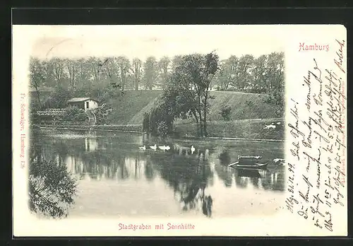 AK Hamburg-Neustadt, Stadtgraben mit Sennhütte