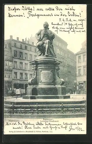 AK Hamburg-Neustadt, Lessing-Denkmal