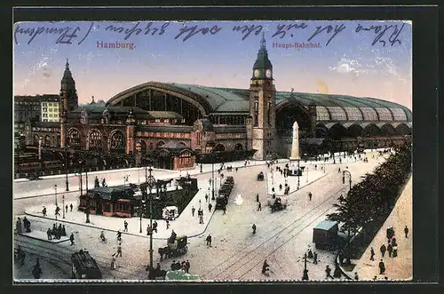 AK Hamburg-St.Georg, Hauptbahnhof aus der Vogelschau