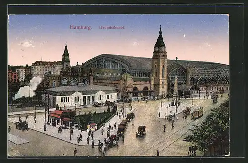 AK Hamburg-St.Georg, Hauptbahnhof aus der Vogelschau