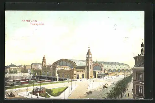 AK Hamburg-St.Georg, Blick zum Hauptbahnhof