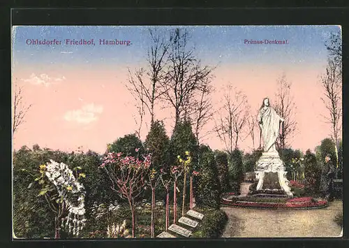 AK Hamburg-Ohlsdorf, Ohlsdorfer Friedhof, Primus-Denkmal