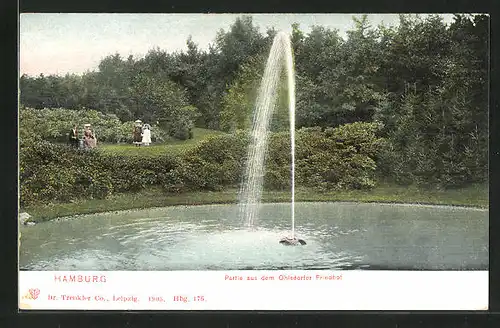 AK Hamburg-Ohlsdorf, Fontäne auf dem Ohlsdorfer Friedhof