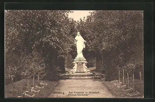 AK Hamburg-Ohlsdorf, Ohlsdorfer Friedhof, Primus-Denkmal