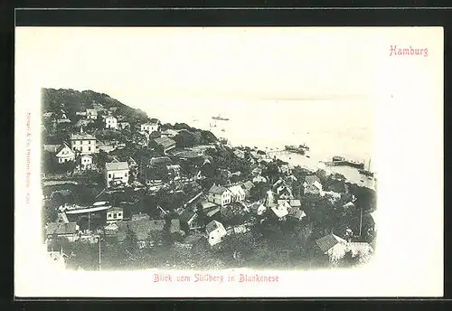 AK Hamburg-Blankenese, Blick vom Süllberg auf die Elbe