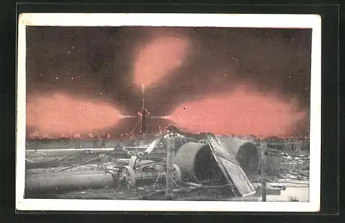 AK Hamburg-Neuengamme, die Erdgasquelle, Brand vom 04.11.1910