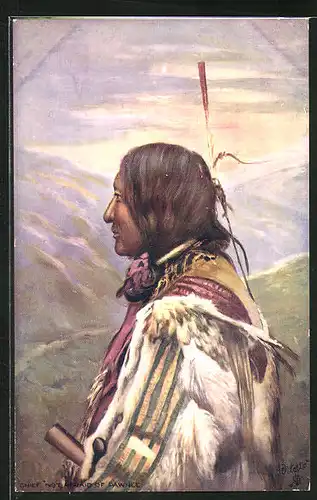 Künstler-AK Indianer, Chief Not Afraid of Dawnee
