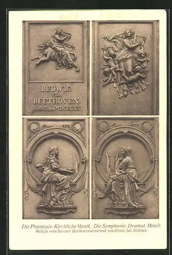 AK Ludwig van Beethoven, Reliefs vom Bonner Beethovendenkmal