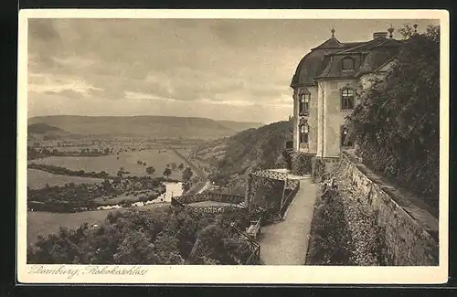 AK Dornburg, am Rokokoschloss mit Talblick