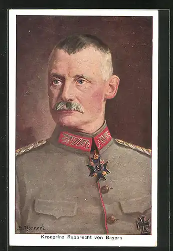 Künstler-AK Kronprinz Rupprecht von Bayern, in Uniform portraitiert