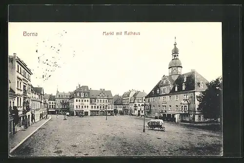 AK Borna, Markt mit Rathaus