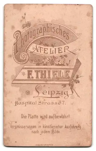 Fotografie Ferd. Thiele, Leipzig, Hospital Strasse 7, Bürgerlicher Herr mit Schnurrbart