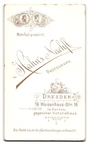 Fotografie Hahn`s Nachf., Dresden, Waisenhaus Strasse 16, Junge mit Mittelscheitel