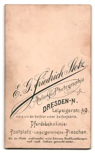 Fotografie E. G. Friedrich Stotz, Dresden, Leipziger Strasse 49, junger Mann im Anzug