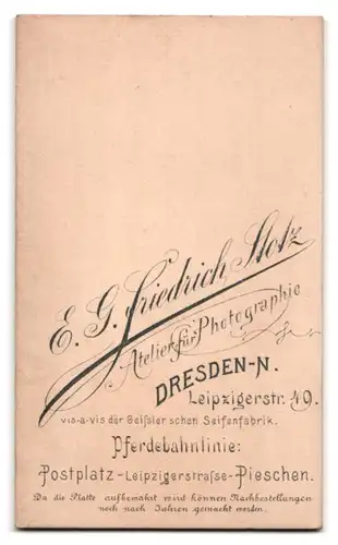 Fotografie E. G. Friedrich Stotz, Dresden, Leipziger Strasse 40, eleganter Herr mit Seitenscheitel