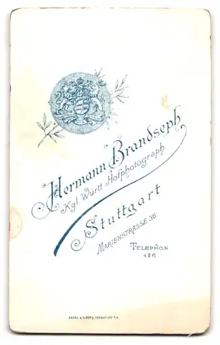 Fotografie Hermann Brandseph, Stuttgart, Marienstrasse 36, Herr mit Zwicker und Schnauzbart im Profil