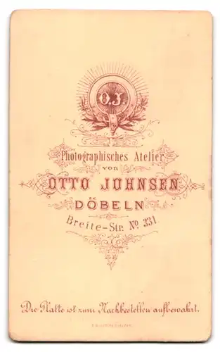 Fotografie Otto Johnsen, Döbeln, Breite-Strasse 331, Brustportrait stattlicher Herr im Anzug mit Backenbart