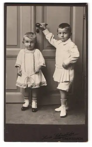 Fotografie Louis Schindhelm, Ebersbach i /S., Portrait Kinderpaar in hübscher Kleidung