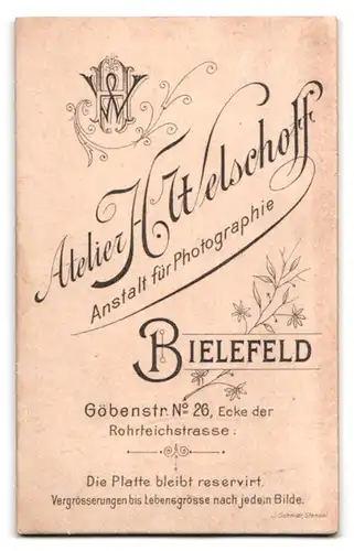 Fotografie H. Welschoff, Bielefeld, Göbenstrasse 26, Portrait junge Dame im hübschen Kleid