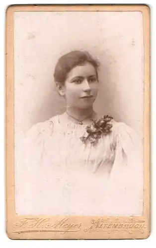 Fotografie F. H. Meyer, Altenbruch, Portrait junge Dame mit zurückgebundenem Haar