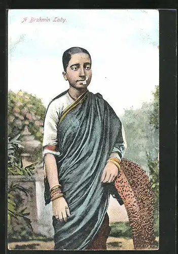 AK Indien, A Brahmin Lady, Inderin im Sari