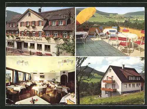 AK Baiersbronn / Schwarzwald, Gasthof-Pension Hirsch, Innenansicht, Terrasse
