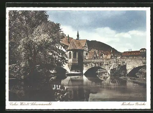 AK Calw /Württ. Schwarzwald, Nicolaus-Brücke