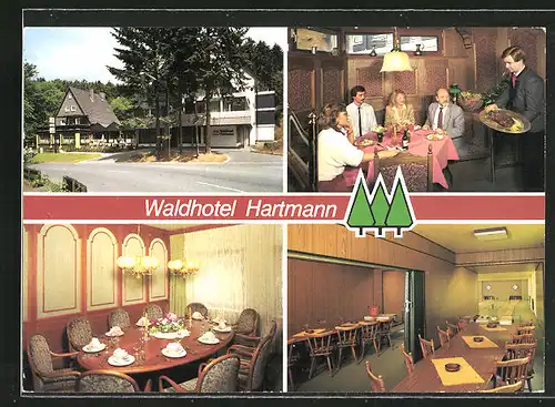 AK Wiehl, Waldhotel Hartmann, Innenansichten