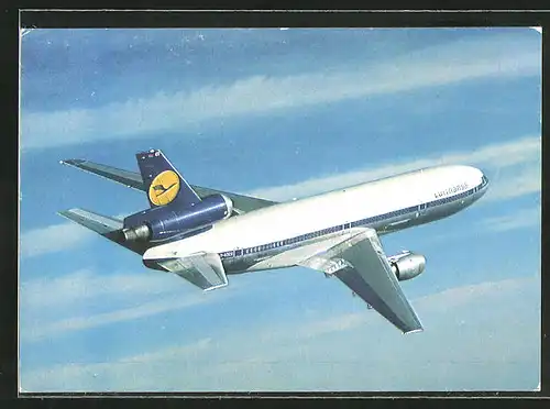 AK Flugzeug der Lufthansa DC10 in der Luft