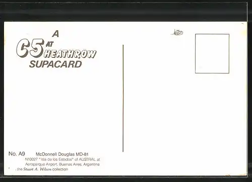 AK Buenos Aires, McDonnel Douglas MD-81 N10027 Isla de los Estados of Austral at Aeroparque Airport, Flugzeug