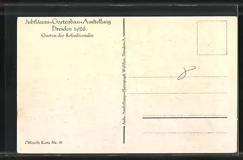 AK Dresden, Gartenbau-Ausstellung 1926, Garten der Rosenfreundin