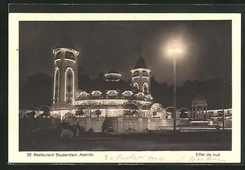 AK Bern, Schweiz. Landes-Ausstellung 1914, Restaurant Studerstein abends
