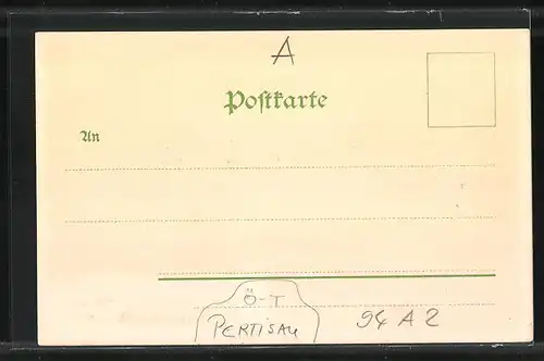 Lithographie Pertisau, Achensee mit Fürstenhaus im Mondschein