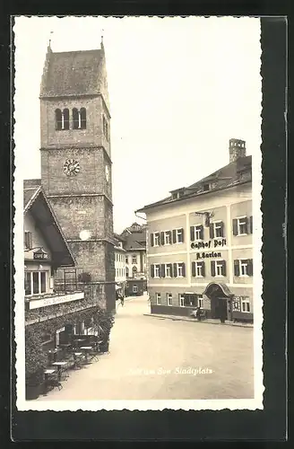 AK Zell am See, Stadtplatz mit Gasthof Post