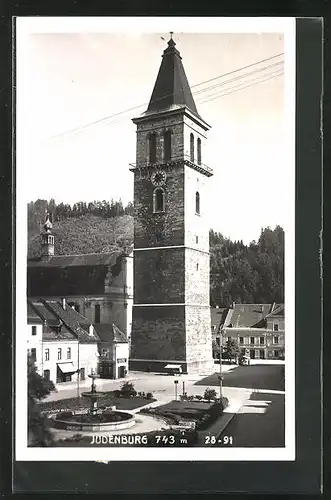 AK Judenburg, Platz mit Kirche und Turm