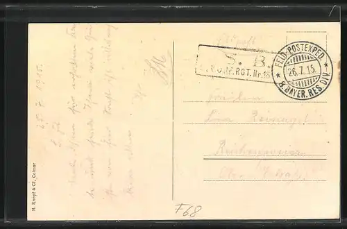 AK Colmar i. Els., Rufacherstrasse mit Post.
