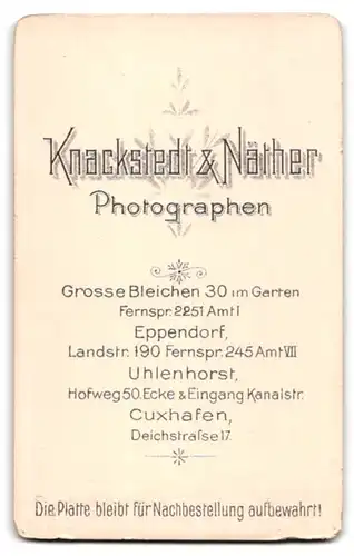 Fotografie Knackstedt & Näther, Hamburg, grosse Bleichen 30, junge Dame mit Zopf